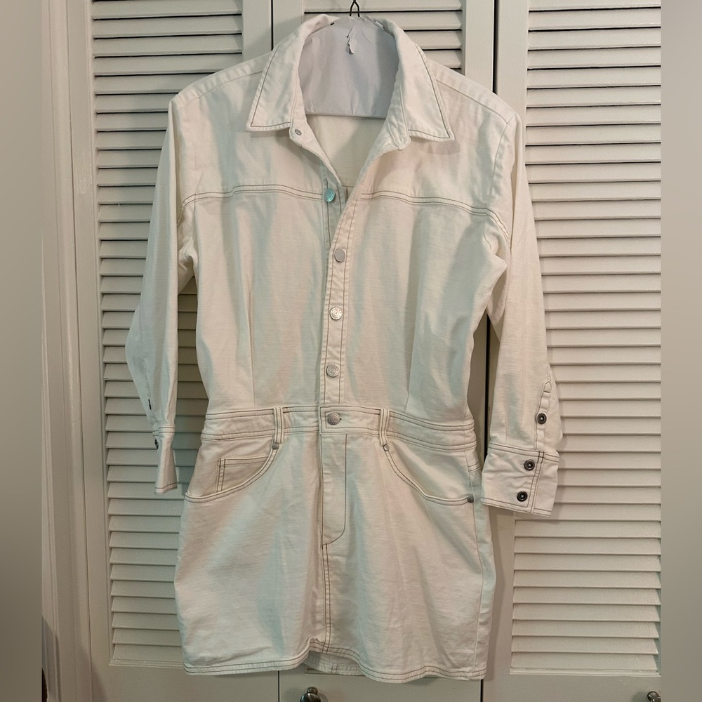 Anthropologie Pilcro Long-Sleeve Denim Micro Mini Shirt Dress